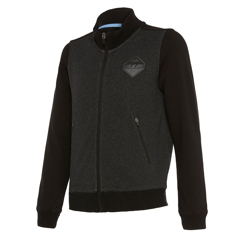 Felpa Lazio Degarzata Full Zip Nera Bambino Macron